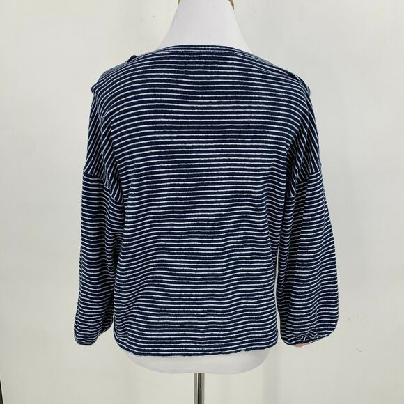 Madewell Wild Ginger Striped Shirt Women's Size M Puffed Mid Sleeve U Neck Top - Picture 6 of 13